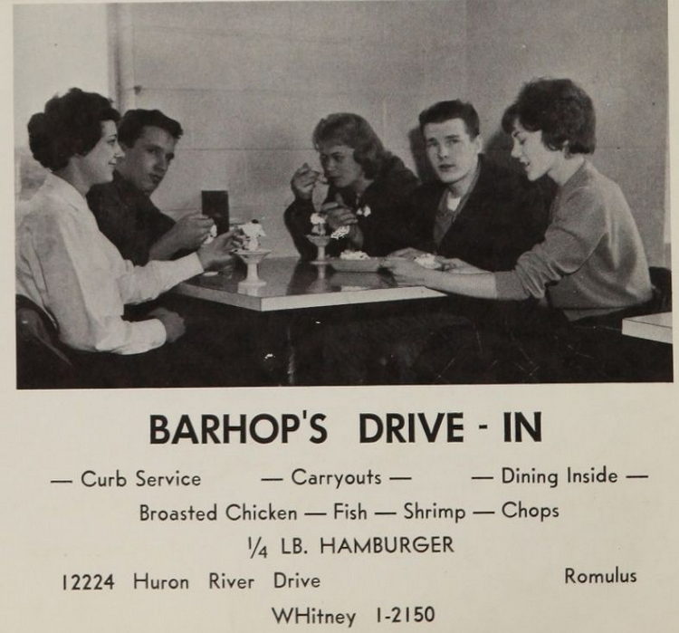 Barhops Drive-In - 1960S Yearbook Ad - Jack Gene Shick Center Right